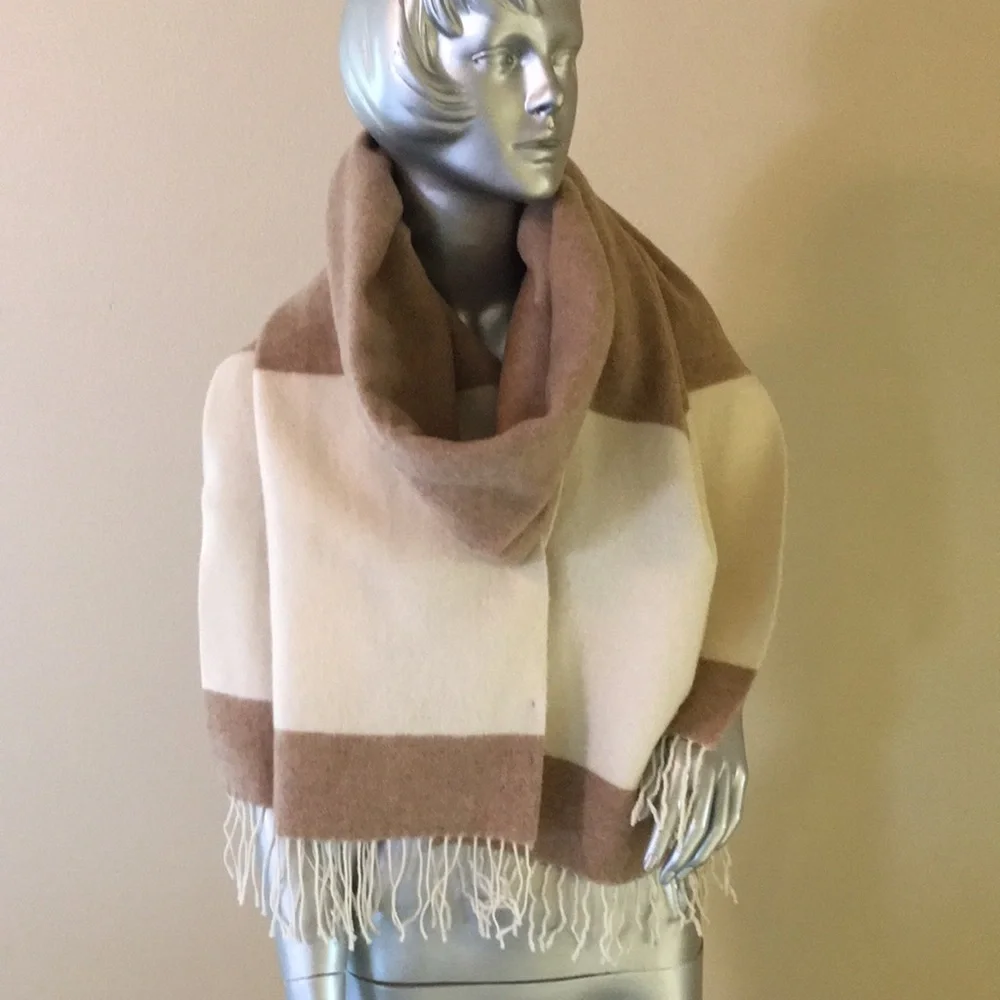 Eileen Fisher Italian Wool blend Striped Blanket Scarf